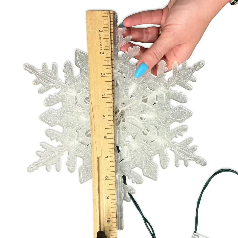 White Snowflake Light Up Christmas Tree Topper Warm White Lights Plug In 10
